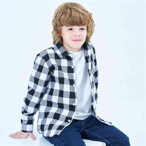 Tiener Kids Jongens Shirts Peuter Lange Mouwen Plaid Blouse Lente Herfst Pocket Katoenen Kinderen Flex Camicia 8 10 12 jaar 210713