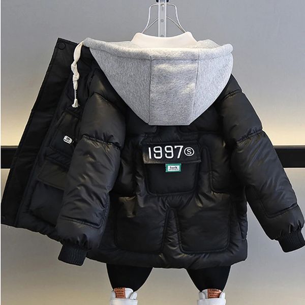 Adolescent hiver garçons doudoune garder au chaud mode bébé manteau à capuche fermeture éclair vêtements d'extérieur cadeau d'anniversaire 414 ans vêtements pour enfants 240108