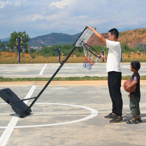 Panier de basket-ball réglable en hauteur de 5,6 à 7 pieds pour adolescents avec panneau de basket-ball portable de 28 pouces avec base stable et roues, à utiliser pour l'intérieur et l'extérieur