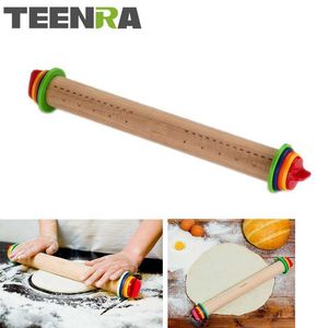 TEENRA 1 pièces rouleau à pâtisserie en bois Fondant rouleaux à pâtisserie réglables pâte gâteau rouleau bois broche pour Fondant gâteau outils 211008