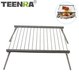 TEENRA 1Set Portable Barbecue Grill Pour L'extérieur En Acier Inoxydable Barbecue À Charbon De Bois Pour Camping Grill Cuisson Cuisinière Outils T200110