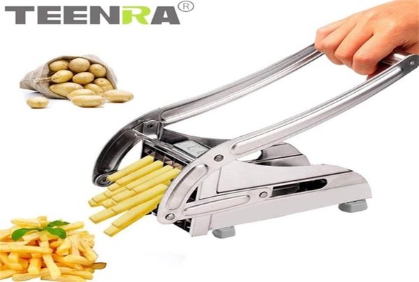 TEENRA 2 cuchillas de acero inoxidable cortador de patatas fritas máquina cortadora de patatas fritas cortadora de patatas picadora peladora 2103193080016