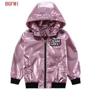 Tiener meisjes pu glanzende bomberjasje lente herfst geborduurde honkbal meisje kinderen bovenkleding tops outfits windjack coat 211011