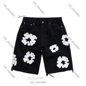 Tente Shorts shorts denim shorts en jean Flower Printedpants Slim Mens Shorts bleu clair couronne de lavage clair jeans denim Teara Kapok Flower Shorts 6285