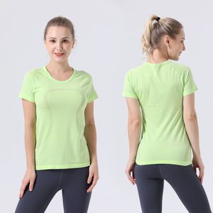 Tees 2,0 Europa y los Estados Unidos cuello redondo ropa de yoga deportes de mujer alta primavera fitness top ajustado camiseta de manga corta