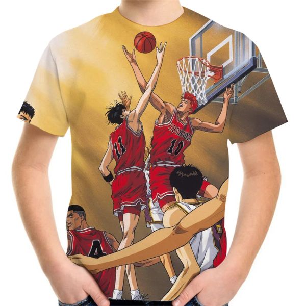Tees 420y Boys Girl Slam Camiseta Japonesa Anime Hot 3d Camiseta impresa para adolescentes Summer Kids Cumpleaños Tops Copas