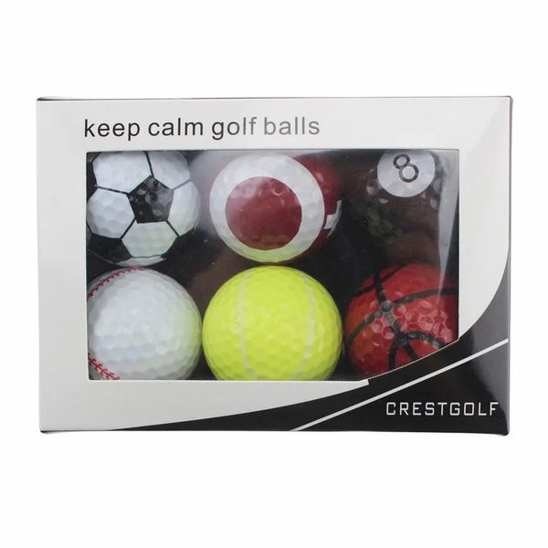 Tees 6pcs / pack Nouveauté Sports Pratique Balles de Golf Ballen Deux Couches Pelotas de Golf Assortiment Balle de Golf Practice Ball avec Boîtes