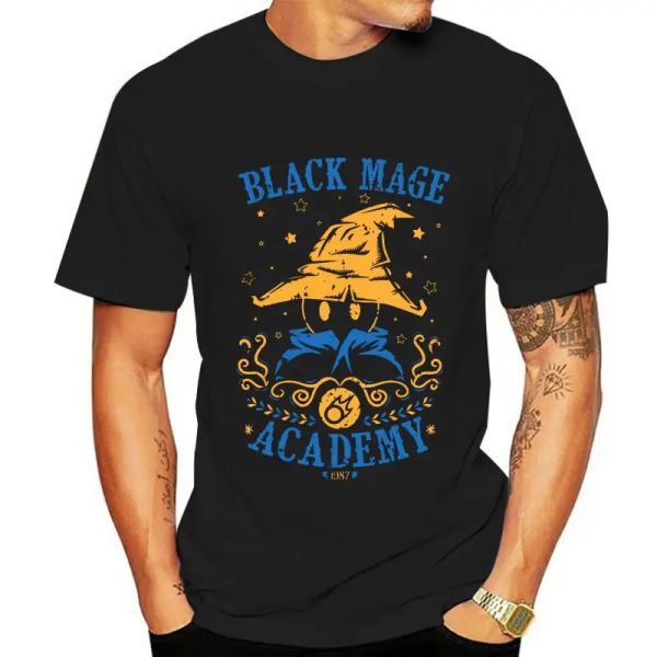 Tees Black Mage Academy FFIX Game Tshirt Final Fantasy 9 Vivi Tee Tee Tee 100% Cotton Humour Men Crewneck Tee Shirts Oneck