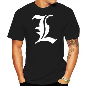 Tees Death Note Inspirada Firma Lawliet l Mejor detective de detectives Fashion Unisex Top 2022 Camisetas para hombres Camisetas de manga corta