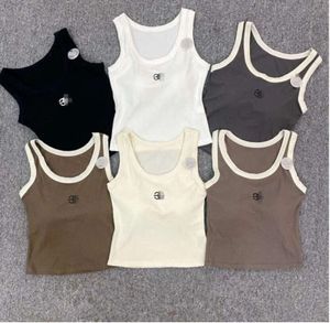 Tees Designer T-shirt Femme Lowe Cropped Top Knits Tankem Broidered Womens Tops Sexy Sport Sport Tee Yoga Summer Tees Vests Fitnes 4502ess