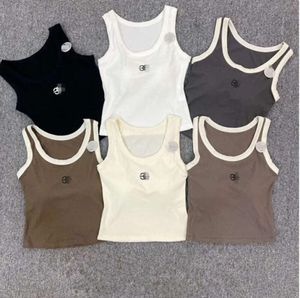 Tees Designer T-shirt Femme Lowe Cropped Top Knits Tankem Broidered Womens Tops Sexy Sport Sport Tee Yoga Summer Tees Vests Fitnes 1165ess