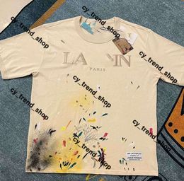 Tees Lanvine Camisa Galereses Departamento para hombres Lanvins diseñadores diseñador para mujer lanvis carta ropa de calle con cuello redondo de algodón de manga pura