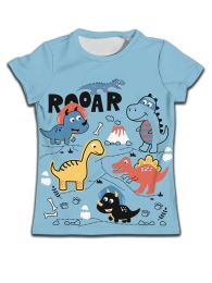 T -stukken nieuwe jongens korte mouw t -shirt voor kinderen kleding meisje dinosaurus paradijs grafische shirts meisjes items cartoon blauwe babyjongen kleren