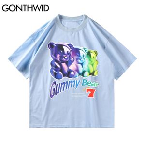 T-shirts Chemises Dessin animé Gummy Bear T-shirts Streetwear Hip Hop Harajuku Casual Coton à manches courtes T-shirt en vrac Tops d'été 210602