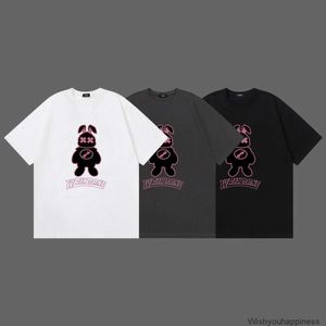 Camisetas Camisetas de lujo Diseñador para hombre Ropa de moda We11done Moda Br Welldone Dibujos animados Conejo Bordado Imprimir Manga corta suelta de gran tamaño para hombres Camiseta para mujer