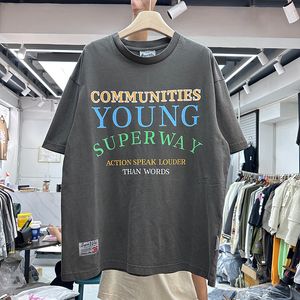 T-shirts t-shirts Mens oversized shirt us size suprior brief bedrukte gescheurde t-shirts echte foto's vintage tee 23fw