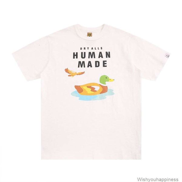 Camisetas Camisetas Lujo Diseñador para hombre Ropa de moda Versión correcta Hecho humano Verano Slub Algodón Nuevos Hombres Mujeres Pareja Camiseta Natación Pato Dibujos animados Manga corta Cuna