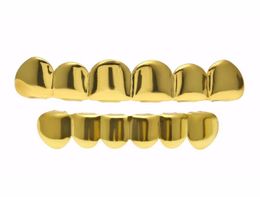 Tanden grillz sieraden unisex mode 18K vergulde lichaam sieraden hele hiphop milieu koperen tanden beugel beugels 2 -piece set l1684551