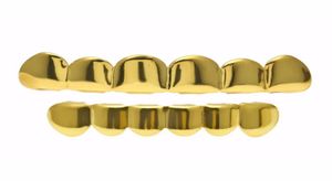 Tanden grillz sieraden unisex mode 18K vergulde lichaamsjuwelen hele hiphop milieu koperen tanden beugel beugels 2 -piece set l4817126