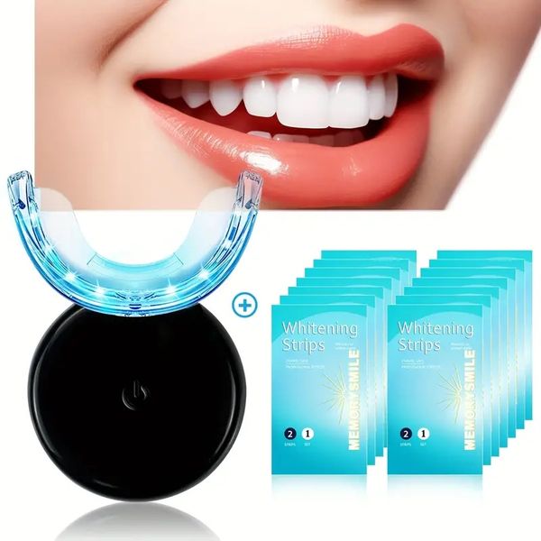 Kit de blanchiment des dents, lumière LED de blanchiment des dents + bandes de blanchiment des dents, blanchiment des dents, gencives, soins dentaires, outils dentaires cosmétiques bucco-dentaires professionnels