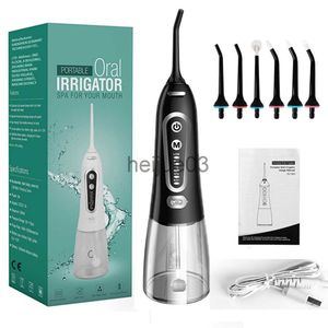 Blanqueamiento dental Irrigador oral 5 modos Recargable Dispositivo de limpieza dental portátil Dispositivo USB Jet Water Flosser Irrigator para el cuidado de los dientes blancos x0714