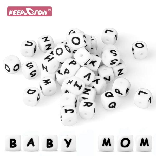 DetSlers 100/400/700/1000pcs Baby Silicone Letter Perles Pacification Nom personnalisé Nom personnalisé Baby Deething Teether English Alphabet Perle