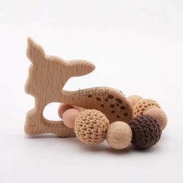 Les joueurs de dents Toys 1 morceau d'Aniaml Sika Deer Bracelet pour bébé artisanal avec des dents en bois Sidewinder Snake Beech Wood Crochet Beaux d'aiguille Childrens Cadeaux de jouets D240509