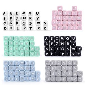 Jouets de dentition 100 300 500 pièces 12mm perles de Silicone Alphabet anglais bricolage jouet molaire personnalisé sans BPA bébé anneau de dentition sucette chaîne accessoires 230915