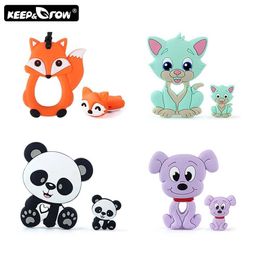 DetSlers Toys 2 pièces / Set Baby Braces Silicone Detchs Koala Cat Cat Perles de silicone DIY Pacificier Chaîne de dents Perle Silicone Baby Products S52112