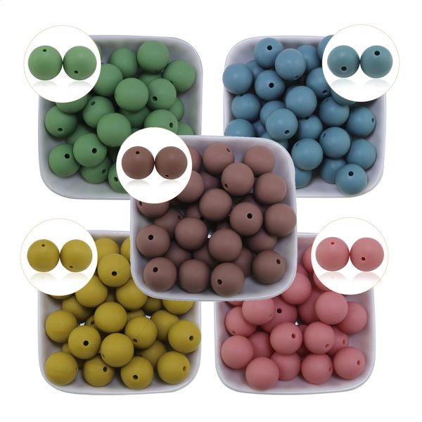 Mordedores Juguetes 20 unids Gris Bule Café Blush Avena Cuentas de silicona 15 mm Bebé masticable Dentición DIY Bola suelta redonda para pulsera al por mayor 231118