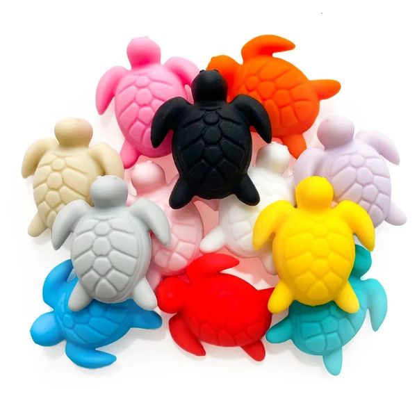 Jouets de dentition 20 pièces tortue Silicone perles focales bébé anneau de dentition sans BPA mâcher des dents perle bricolage chaîne de mamelon bijoux né jouets accessoires 231016