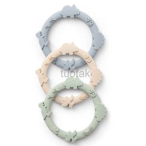 Tandenspeelgoed 3 stuks baby siliconen tandheelkundige ringen babyspeelgoed pasgeboren babyaccessoires zonder bisfenol een dinosaurusvormige cartoon muis tanden speelgoed d240509