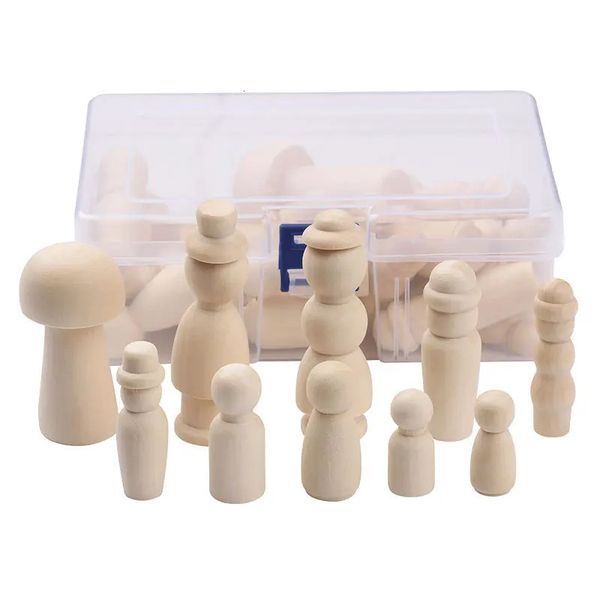 Toys de dents 42pcs en bois PEG DOULLS MAPLE CONDIONNEMENTS ANNIVERSAIRES ENFANTS UNSE