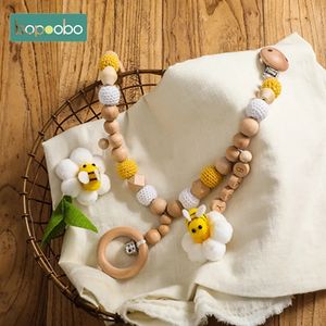 Bijtringen speelgoed babykar ketting cartoon bij hanger gehaakte kralen wieg mobiele wandelwagen rammelaar houten speelgoed babygym bijtring cadeau voor geboren 231016