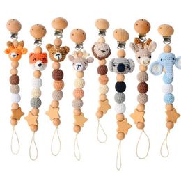 Tandenspeeltjes baby dummy ketting tepelclip beer/herten/vos/olifant/leeuw/koala hoofd bal dummy clip melktanden speelgoed directe verzending s52112