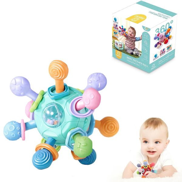 Jouets de dentition en forme de boule de Silicone pour bébé, Design sensoriel pour 0 à 12 mois, hochet à saisir, jouet pour bébé, cadeau né 231123