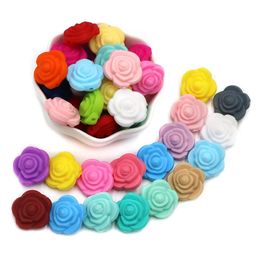 Jouets de dentition BOBOBOX 10 pièces perles de dentition en Silicone Double Face fleur Rose bébé jouet de dentition de qualité alimentaire collier à mâcher accessoires 231206