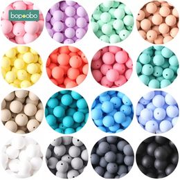 Jouets de dentition Bopoobo 15mm 10pc perles de Silicone de qualité alimentaire bébé produits de dentition mâche sucette chaîne Clips 230822