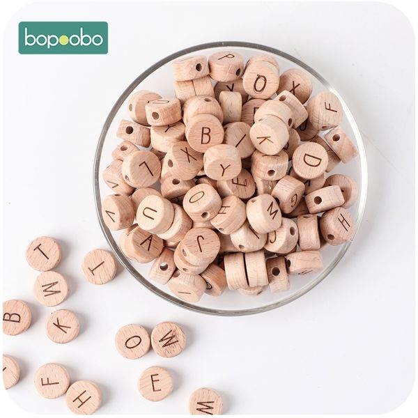 Jouets de dentition Bopoobo 20pc perles de l'alphabet anglais en bois matériel de qualité alimentaire lettre pour bricolage bébé hochet de dentition 230822