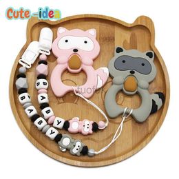 Les joueurs de dents jouets mignonnes 1 bébé raton laveur en silicone jouet pour garçons et filles.Nom de bébé personnalisé Chaîne de porte-porte