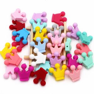 Jouets de dentition Joepada 10Pcslot Silicone Couronne Perles Bébé Dentition Chew Collier Sucette Clips Chaîne DIY Douche Jouet Perles BPA Gratuit Accessoire 230825