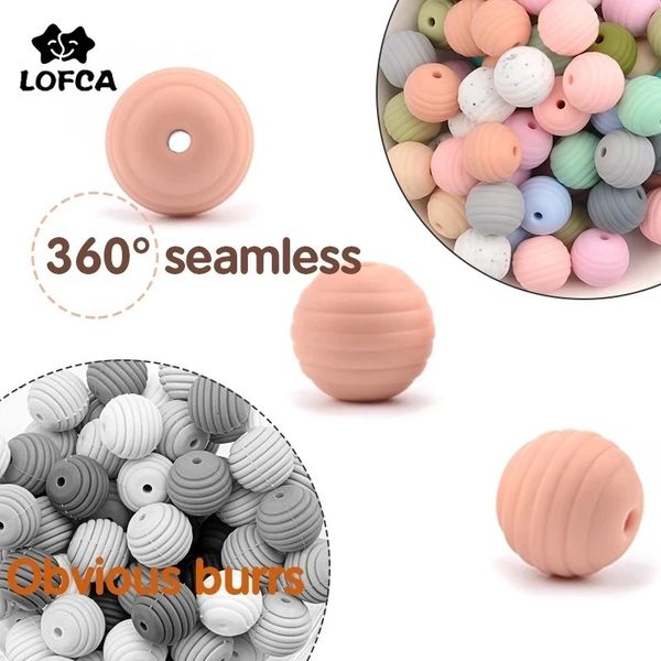 Jouets de dentition LOFCA Silicone ruche perles 20 pièces 15mm bébé dentition BPA rond de qualité alimentaire spirale mois cadeaux de douche 231031