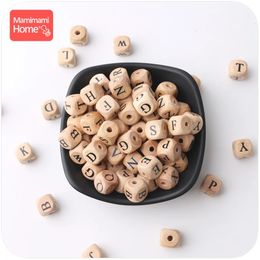 Bijtringen Speelgoed Mamihome 100PCS 12MM Baby Houten Bijtring Engelse Letter Kralen Food Grade Houten Bijtring DIY Verpleging Ketting Kinderartikelen Speelgoed 231208