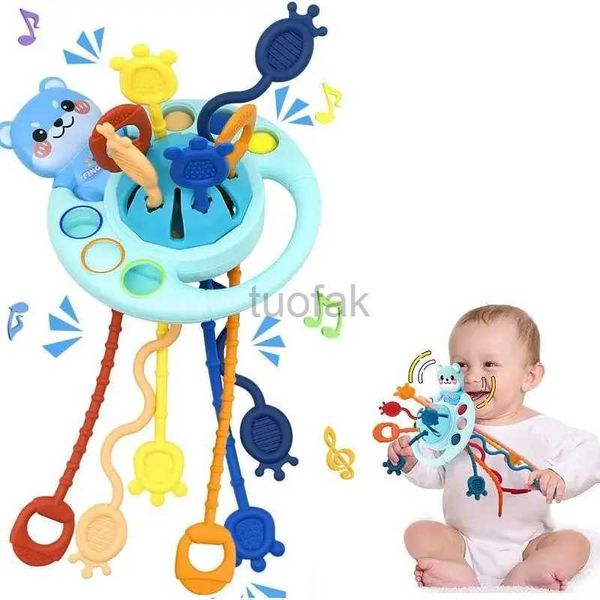 Detors Toys Montessori Development Baby Rattle Teether Toys Silicone String Game Baby Toys 1 an Toys 6 12 mois D240509