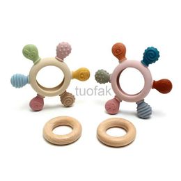Detors Toys Nouveau couleur Silicone bébé jouet de gouvernail en forme en bois en bois dents de dents bébé mâtoire