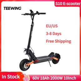 Teewing S10 slimme elektrische scooter 54 mijl opvouwbare scooter voor volwassenen 2000W batterij 60V 18Ah dubbele motor opvouwbare elektrische scooter