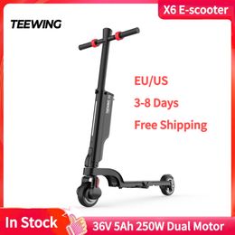 Teewing X6 Scooter électrique intelligent 12 miles scooter pliable pour adultes 250W batterie 36V 5Ah double moteur scooter électrique pliant