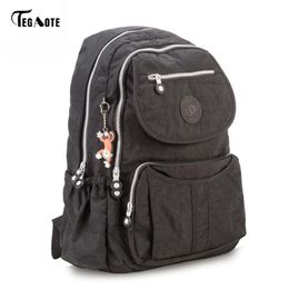 TEGAOTE classique grand sac à dos d'école pour adolescentes Mochila sacs à dos féminins femmes solide célèbre Nylon décontracté sacoche pour ordinateur portable 21299z