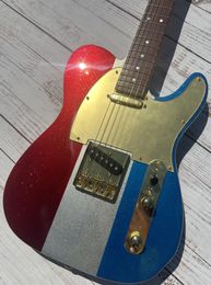 Telecast – guitare électrique, stock d'usine, paillettes d'épissure colorées, carte brillante, paquet d'éclairage