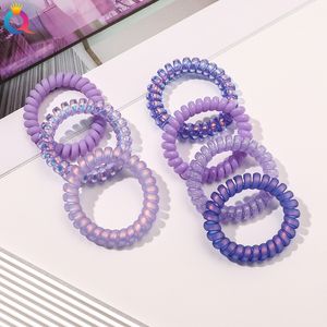 Téléphone Bands de cheveux en ruban élastique Honorable Purple Bleu Transparent Ties Gum For Women Ponytail Holder Ropes 1812